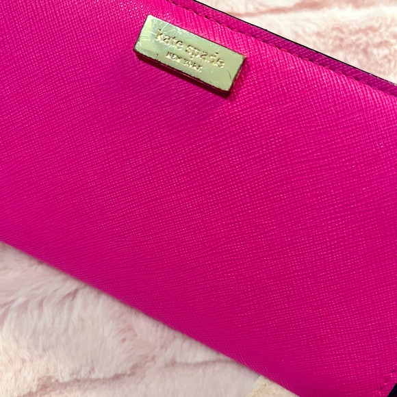 Kate Spade New York Hot Pink Saffiano Leather Snap Bifold Wallet (GUC) - Picture 10 of 12